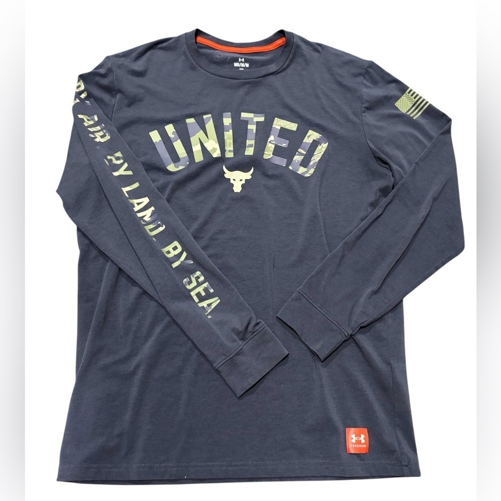 Under Armour Project Rock Veterans United Long Sleeve Blue Shirt Men’s Medium